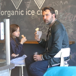 Ben Affleck picked up daughter Seraphina from school and the pair stopped for an ice cream cone in Brentwood.
