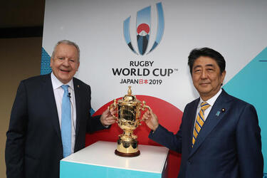 The Rugby World Cup 2019 Pool Draw at the Kyoto State Guest House on May 10 in Kyoto Japan. The Rugby World Cup 2019 Pool Draw at the Kyoto State Guest House on May 10 in Kyoto Japan.