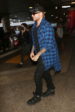 Adam Lambert Casual At LAX Before Summer Tour