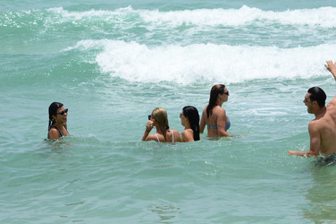 Hailey Baldwin and Kourtney Kardashian are seen out and about at the beach wearing bikinis on June 11 2017 in Miami Florida.