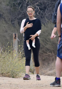 Natalie Portman hiking with infant daughter Amalia