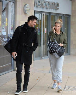 Strictly s Gemma Atkinson and Aljaz Skorjanec lark around as they are seen arriving for dance rehearsals