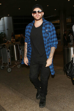 Adam Lambert Casual At LAX Before Summer Tour
