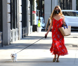 Olivia Palermo Takes her Dog Mr Butler out for a Walk