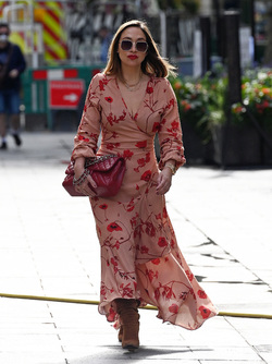Myleene Klass seen arriving at Global Radio Studios