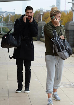 Strictly s Gemma Atkinson and Aljaz Skorjanec lark around as they are seen arriving for dance rehearsals