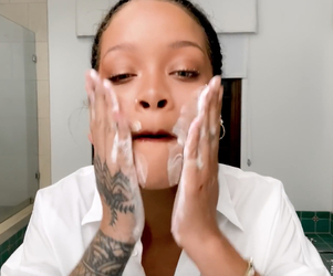 Rihanna goes make up free as she reveals skincare routine