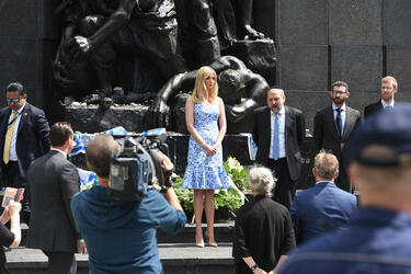 Ivanka Trump visits the Museum of Polish Jews and lays flowers at the Monument of the Warsaw Ghetto Heroes Ivanka Trump visits the Museum of Polish Jews and lays flowers at the Monument of the Warsaw Ghetto Heroes