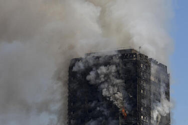 Fire at the Grenfell Tower block on the Lancaster West Estate in North Kensington West London.