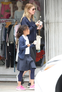 Ellen Pompeo and daughter Stella get out for some frozen yogurt in Beverly Hills.