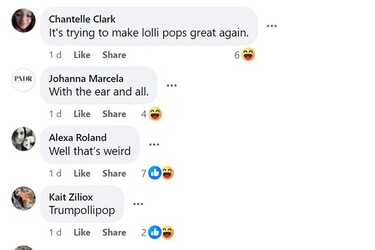 HILARIOUS IMAGES show a lollipop that has been sucked into the shape of Donald Trump.