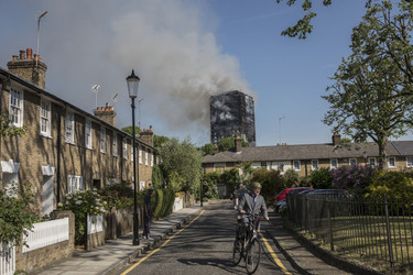 Fire at the Grenfell Tower block on the Lancaster West Estate in North Kensington West London.