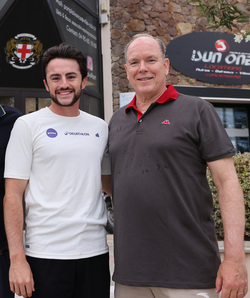 Prince Albert II of Monaco came to encourage swimmer Noam Yaron in Calvi