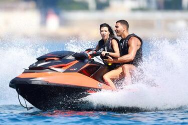 Kourtney Kardashian and boyfriend Younes Bendjima on their boat in the Bay of Cannes