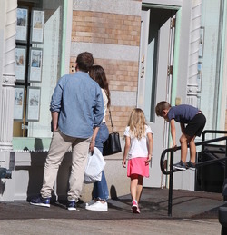 Michael Weatherly and wife window shopping for houses with their kids Michael Weatherly and wife window shopping for houses with their kids