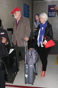 Helen Mirren pictured at Los Angeles International Airport