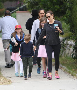 Jennifer Garner bonds with her three children in Brentwood as her divorce from husband Ben Affleck looms. Jennifer Garner bonds with her three children in Brentwood as her divorce from husband Ben Affleck looms.