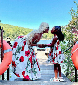 Khloé Kardashian and Daughter True Twin in Matching Dolce Gabbana Dresses on Italian Vacation