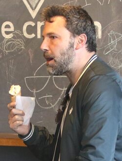 Ben Affleck picked up daughter Seraphina from school and the pair stopped for an ice cream cone in Brentwood.