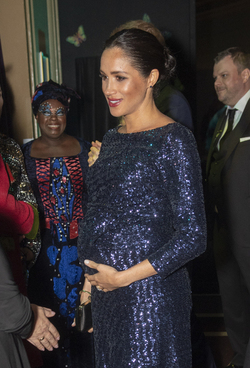 Meghan Markle can t stop cradling her bumpt at the Cirque du Soleil premiere