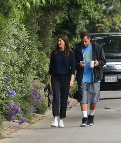 Adam Sandler walking his cute puppy Adam Sandler walking his cute puppy