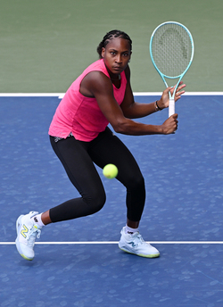 Coco Gauff is seen on the practice court at the USTA