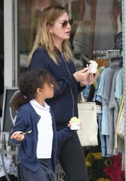 Ellen Pompeo and daughter Stella get out for some frozen yogurt in Beverly Hills.