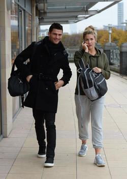 Strictly s Gemma Atkinson and Aljaz Skorjanec lark around as they are seen arriving for dance rehearsals