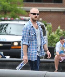 Ben Foster Walking Alone in Lower Manhattan