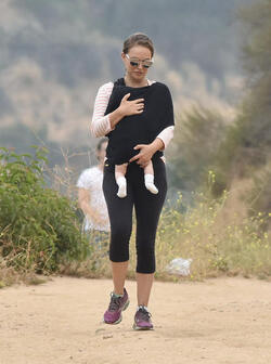 Natalie Portman hiking with infant daughter Amalia