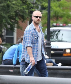 Ben Foster Walking Alone in Lower Manhattan