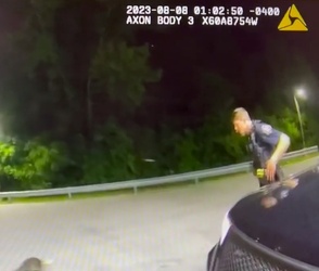 VIDEO Raccoon with jar on its head saved by police VIDEO Raccoon with jar on its head saved by police