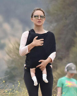 Natalie Portman hiking with infant daughter Amalia