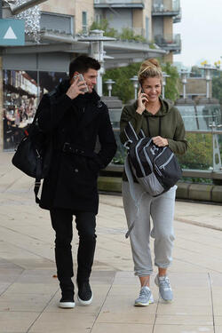 Strictly s Gemma Atkinson and Aljaz Skorjanec lark around as they are seen arriving for dance rehearsals