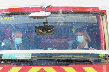 Marlene Schiappa during a visit of the Fire and Security Department in Ajaccio
