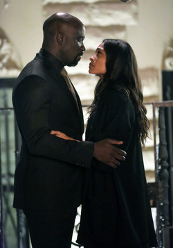 Mike Colter and Rosario Dawson are seen reprising their characters filming season two of LUKE CAGE 