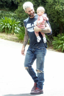 Behati Prinsloo and Adam Levine with Daughter Dusty Rose