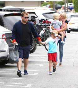 James Corden And Family Hanging Out In Brentwood