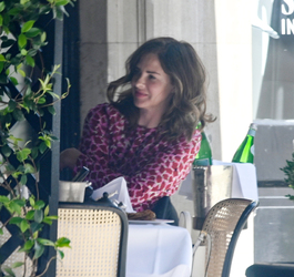 Trinny Woodall smokes outside at Scotts
