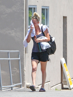 Hot and sweaty Kaley Cuoco is red faced as she leaves LA gym after Sunday workout session