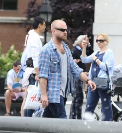 Ben Foster Walking Alone in Lower Manhattan
