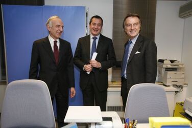 Rome 13 december 2007 Confindustria Opening of a new post office inside Confindustria headquarters In the picture Massimo Sarmi managing director of Poste Italiane Marino Vago vice president of Confindustria and Luca Cordero di Montezemolo president of Co