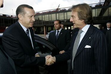 Rome 8 november Auditorium di Confindustria Economic Forum Italy Turkey visit of the turkish prime minister In the picture Recep Tayyip Erdogan prime minister of Turkey and Luca Cordero di Montezemolo president of Confindustria Photo by ©Renato Franceschi