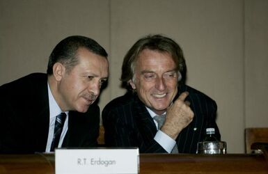 Rome 8 november Auditorium di Confindustria Economic Forum Italy Turkey visit of the turkish prime minister In the picture Recep Tayyip Erdogan prime minister of Turkey and Luca Cordero di Montezemolo president of Confindustria Photo by ©Renato Franceschi