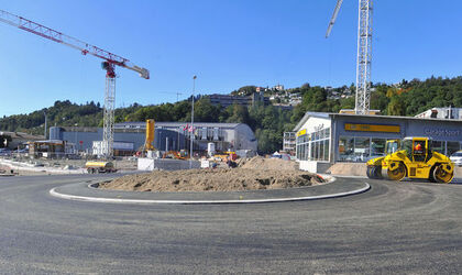 Lugano viabilit&agrave; zona cantiere uscita galleria Vedeggio Cassarate