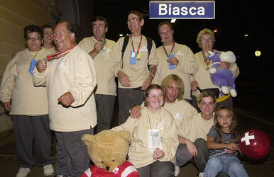Biasca arrivo gruppo invalidi Tre Valli